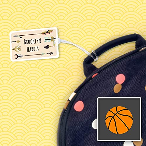 Kids Labels Durable Large Luggage & Bag Tag Basketball Design