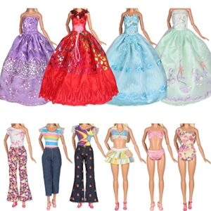 tanosy 10 sets doll clothes 4 sets party dresses+3 sets casual outfits +3 set bathing suits for 11.5 inch girl doll children's day gift(4 sets dresses+3 sets casual clothes+3 set bathing suits)