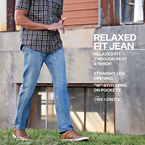 Wrangler Men's Free-to-Stretch Relaxed Fit Jean, Marine, 36W x 29L