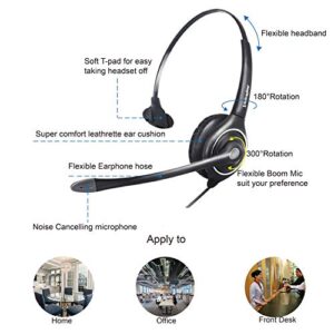 VoiceJoy Single Ear Noise Canceling Headset for Call Center/Office with QD Cable for All Cisco 6000, 7800 and 8000 Series Phones and Also Models 7940 7941 7942 7945 7960 7961 7962 7965 7970 8841