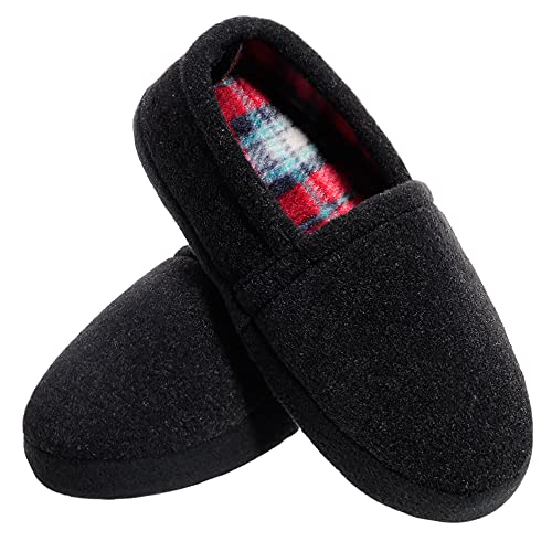 festooning Boys Slippers Comfy Warm House Bedroom Slippers with Memory Foam Indoor Non-Slip Sole for Toddler Little Big Kid Black Size 13-1 M US