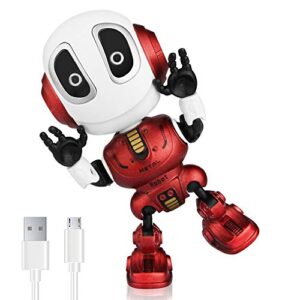 betheaces robots for kids rechargeable talking robot interactive toy repeats your voice travel toys with portable metal body and flashing lights robot gifts for boys and girls (fire red)