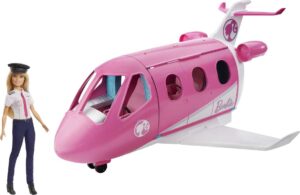 barbie dreamplane transforming playset with doll and 15+ travel-themed pieces