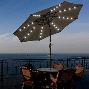 yescom solar umbrellas patio umbrella 9 ft led umbrellas 32led lights tilt and crank outdoor table umbrellas chocolate