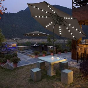 Yescom Solar Umbrellas Patio Umbrella 9 FT LED Umbrellas 32LED Lights Tilt and Crank Outdoor Table Umbrellas Chocolate