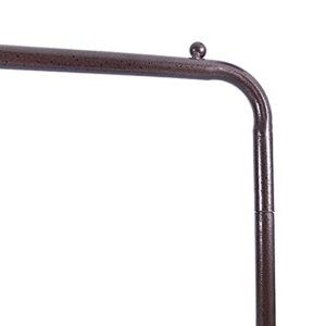 BOFENG Metal Garment Rack Heavy Duty Clothes Stand Rack With Top Rod and Lower Storage Shelf Industrial Clothes Rack for Indoor Bedroom (Brown)