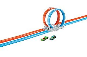 Hot Wheels Double Loop Dash Drag Racing with 2 Vehicles Playset