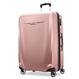 samsonite winfield 3 dlx hardside expandable luggage with spinners, checked-large 28-inch, rose