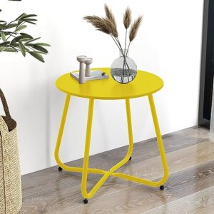grand patio e-coated steel side table, weather- resistant outdoor 18” round end table accent table for bistro balcony apartment, yellow