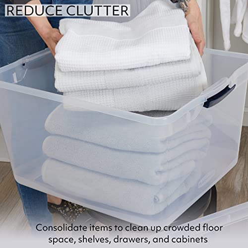 Rubbermaid Cleverstore 71 Qt Storage Bins with Lids, Latching Plastic Storage Container for Home Organization and Containers for Organizing, (4 Pack)
