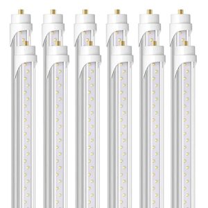 barrina 8 foot led bulbs, 44w 5500lm 6500k, super bright, t8 t10 t12 led tube lights, fa8 single pin led lights, clear cover, 8 foot led bulbs to replace fluorescent light bulbs (pack of 12)