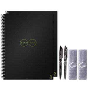 rocketbook holiday bundle - 2 smart reusable notebook set with 1 lined & 1 dot grid notebook, 2 pilot frixion pens & 2 microfiber cloths - infinity black cover, letter size (8.5" x 11") (evr-l-k-bnd)