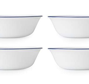 Corelle Livingware Lia 18 Ounce Soup/Cereal Bowl - White with Cobalt Blue Lip (Set of 4)