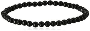 ltc designs smooth round 4 mm black onyx stretch bracelet,7 'for men, women,and teens