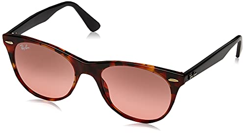 Ray-Ban Rb2185 Wayfarer II Evolve Polarized Round Sunglasses, Red Havana/Photochromic Red Gradient Bordeaux, 52 mm