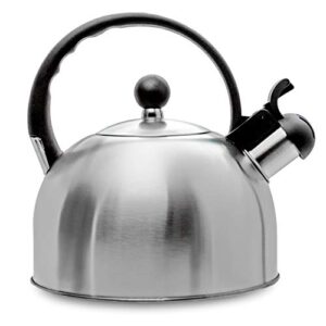 2.5 liter whistling tea kettle - modern stainless steel whistling tea pot for stovetop with cool grip ergonomic handle (stainless steel)