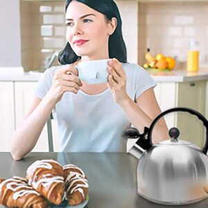 2.5 Liter Whistling Tea Kettle - Modern Stainless Steel Whistling Tea Pot for Stovetop with Cool Grip Ergonomic Handle (Stainless Steel)