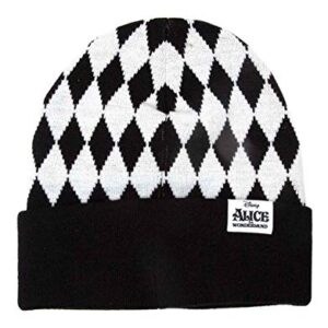 Disney Alice in Wonderland Beanie Hat Checkered Lost Logo Official Black Size One Size