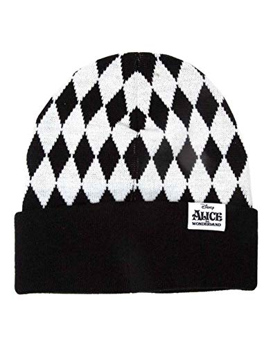 Disney Alice in Wonderland Beanie Hat Checkered Lost Logo Official Black Size One Size