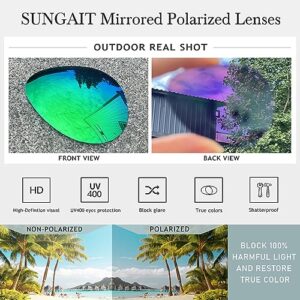 SUNGAIT Women’s Lightweight Oversized Aviator Sunglasses - Mirrored Polarized Lens (Light-Gold Frame/Green Mirrored Lens, 60) SGT603 JKLV