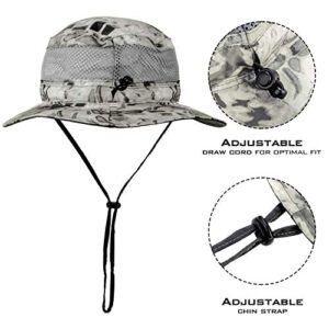 KastKing Sol Armis UPF 50 Boonie Hat - Sun Protection Hat, Fishing Hat - Breathable Fabric - Comfortable - Prym1 Camo,Silver Mist