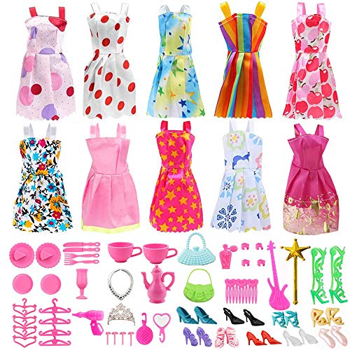 Doll Clothes for Barbie Dresses Gown with Shoes Outfit Set for Xmas Birthday Gift(69 Pack)