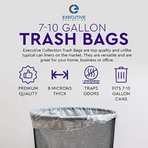 Clear 7-10 Gallon Trash Bags, 1,000 Bulk Pack - Medium Size Garbage Bin Liners for Office, Bedroom and Kitchen Wastebasket Cans - by Executive Collection