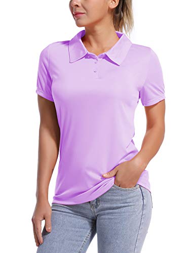 BUBBLELIME Women's Short Sleeve Polo Shirts UPF 50+ Quick Dry Moisture Wicking - Polo Neck Short Sleeve_Purple X-Large