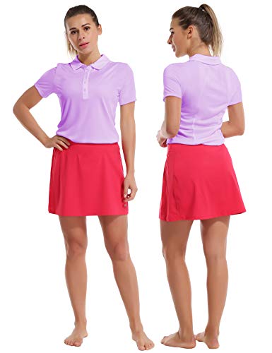 BUBBLELIME Women's Short Sleeve Polo Shirts UPF 50+ Quick Dry Moisture Wicking - Polo Neck Short Sleeve_Purple X-Large