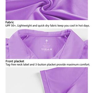 BUBBLELIME Women's Short Sleeve Polo Shirts UPF 50+ Quick Dry Moisture Wicking - Polo Neck Short Sleeve_Purple X-Large