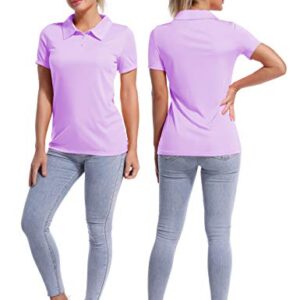 BUBBLELIME Women's Short Sleeve Polo Shirts UPF 50+ Quick Dry Moisture Wicking - Polo Neck Short Sleeve_Purple X-Large