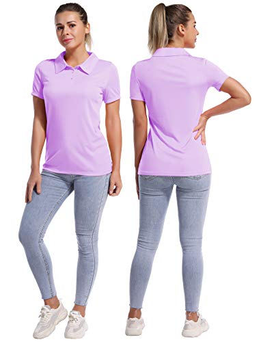 BUBBLELIME Women's Short Sleeve Polo Shirts UPF 50+ Quick Dry Moisture Wicking - Polo Neck Short Sleeve_Purple X-Large