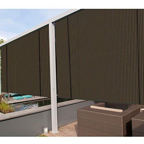 Coarbor Outdoor Roll up Shades Blinds for Porch Patio Shade Exterior Roller Shade Privacy Shade Screen for Deck Pergola Gazebo Brown 4'W x 6'H