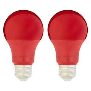 amazon basics 60 watt equivalent, red, non-dimmable, a19 led light bulb , 2-pack