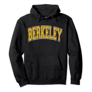 Berkeley California CA Varsity Style Amber Text Pullover Hoodie