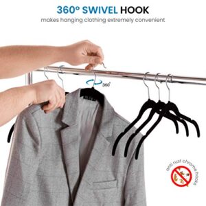 Premium Velvet Shirt Hangers (50 Pack) Non Slip Clothes Hangers, Ultra Slim Hangers Gain 50% Closet Space, 360° Swivel Hook, Clothes Hangers for Tops, Dress Shirts, Blouses, Strappy Dresses, Delicates