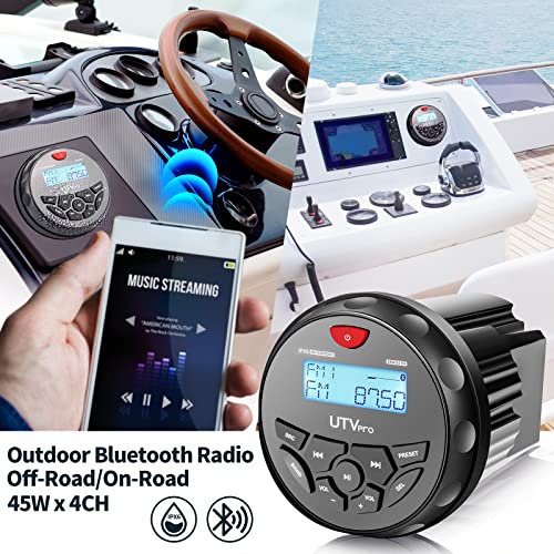 Boat Bluetooth Marine Stereo Radio Boat Radio AM FM Tuner Bluetooth Streaming Music Digital Media on Boats Golf Cart ATV UTV and Spa Hot Tubs