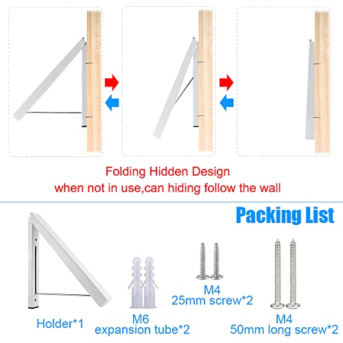 Mai Hongda Folding Clothes Hanger Wall Mounted Retractable Laundry Room Organizer Drying Rack Holder Stainless Steel Rod Hanging on Bathroom Balcony Garage Indoor/Outdoor Dryer (Triangle 1 Pack)