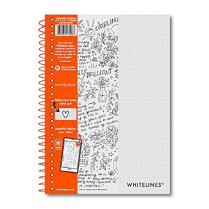 roaring spring whitelines dot ruled spiral bullet journal, digitally download your notes, free app, 8.25" x 5.75" 70 sheets