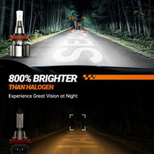 SEALIGHT L2 H11/H8/H9/H16 LED Headlight Bulbs, 24000LM 100W 800% Brightness Night Driving Vision, H9 H8 LED Low Beam with Cooling Fan, Plug-N-Play Halogen Replacement, Pack of 2