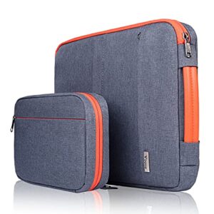 voova laptop sleeve case 15.6 inch, compatible with macbook pro 15, new macbook pro 16 m1 pro/max, 15-16" microsoft hp lenovo dell acer asus, waterproof computer bag with detachable pouch, dark grey