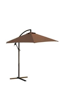 lokatse home 10 ft offset patio outdoor umbrella cantilever hanging market umbrella garden umbrella with crank & cross base (brown)