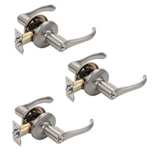 dynasty hardware vai-00-us15, vai front door entry lever lockset, satin nickel - (3 pack) - keyed alike