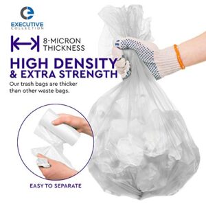 Clear 7-10 Gallon Trash Bags, Bulk Pack - Medium Size Garbage Bin Liners for Office, Bedroom and Kitchen Wastebasket Cans - by Executive Collection (100 Bags)