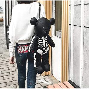 MengEryt Fashion Skeleton Bear Backpack Punk Style Cute Bags Designer Backpacks (Black)