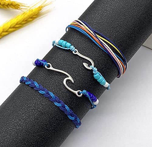 Long tiantian Wave Bracelets for Teen Girls Cute Boho Braided String Beach Ocean Bracelet for Women Summer Jewelry Gift (O)