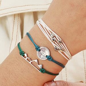 Long tiantian Wave Bracelets for Teen Girls Cute Boho Braided String Beach Ocean Bracelet for Women Summer Jewelry Gift (O)