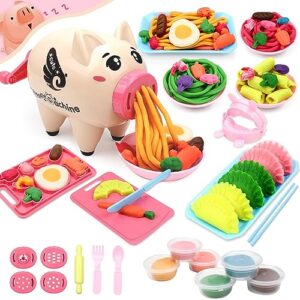 deardeer play dough sets playdough playsets noodle machine fun kitchen toy for kids children - 21pcs