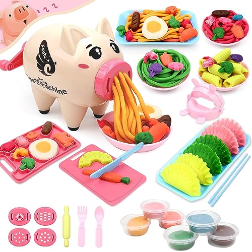 Deardeer Play Dough Sets Playdough Playsets Noodle Machine Fun Kitchen Toy for Kids Children - 21pcs