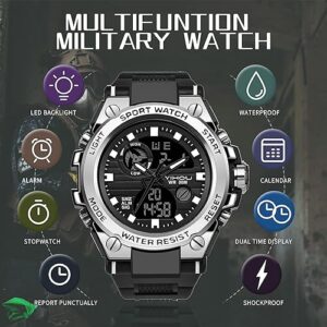 Yihou Men's Military Watch Outdoor Sports Electronic Watch Tactical Army Wristwatch LED Stopwatch Waterproof Digital Analog Watches